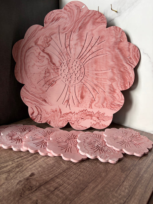 Ensemble Plateau Fleur & Sous-Verres